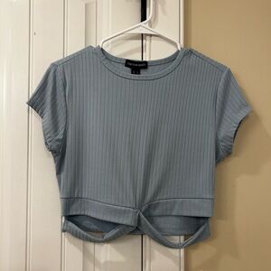 Streetwear Society Light Blue Ribbed Crop Top